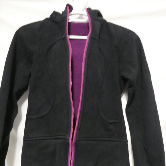 LULULEMON | size 4 | Black Scuba Hoodie W/ Purple Lining and Omega - Picture 4 of 15